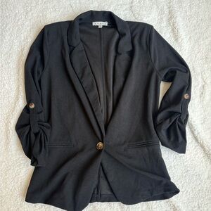 HYFVE Black Blazer with Ruched Sleeves